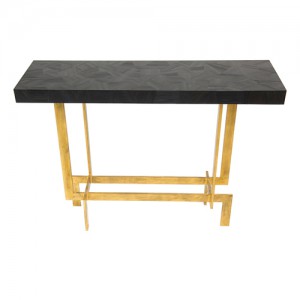 Kante console table with black straw marquetry top